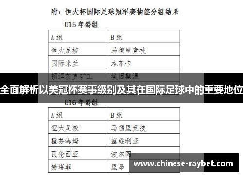 全面解析以美冠杯赛事级别及其在国际足球中的重要地位 全面解析以美冠杯赛事级别及其在国际足球中的重要地位