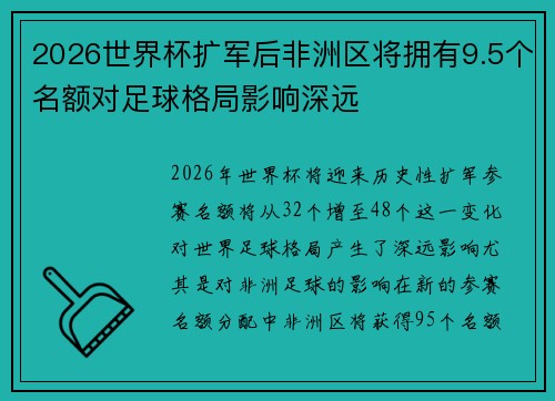 2026世界杯扩军后非洲区将拥有9.5个名额对足球格局影响深远